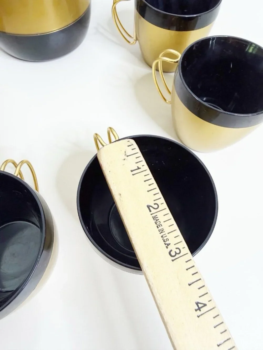 VTG West Bend Thermo-Serv Gold Black Coffee Carafe Set 6 Mugs MCM EUC
